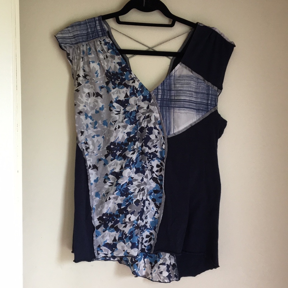 Anthropologie Tiny blue patch shirt XS
